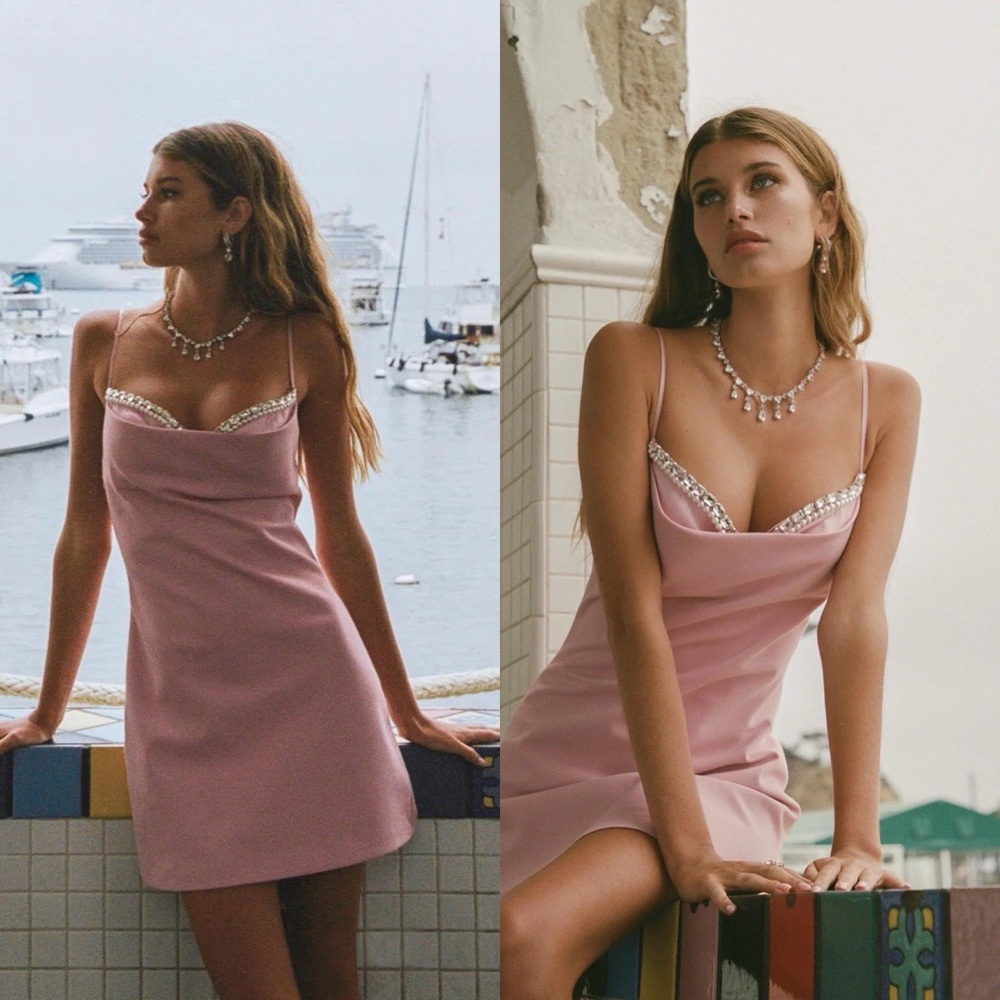 NEW NWT Nana Jacqueline Elsie Jewel Embellished Dress In Pink